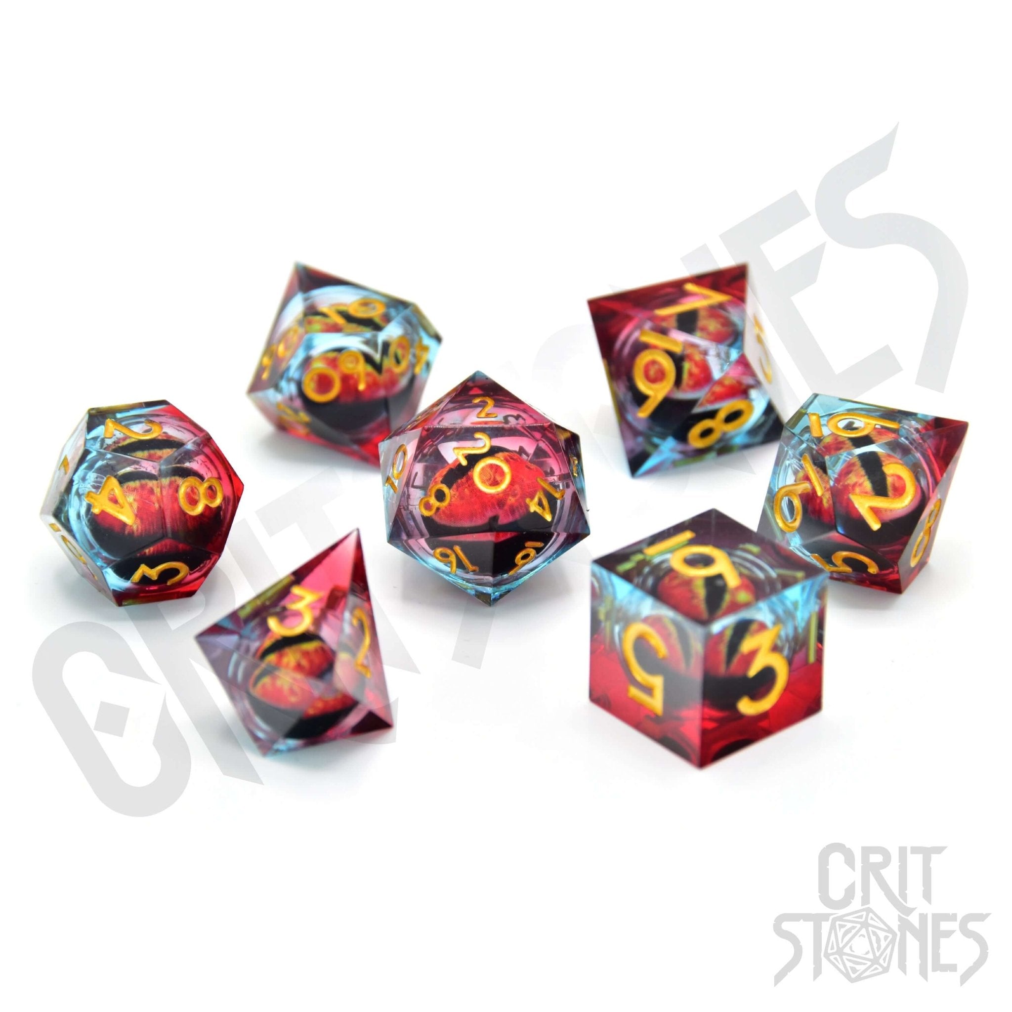 Chromatic Dragon's Gaze Floating Eye RPG Dice Set - RPG Dice Set - GlassStaff