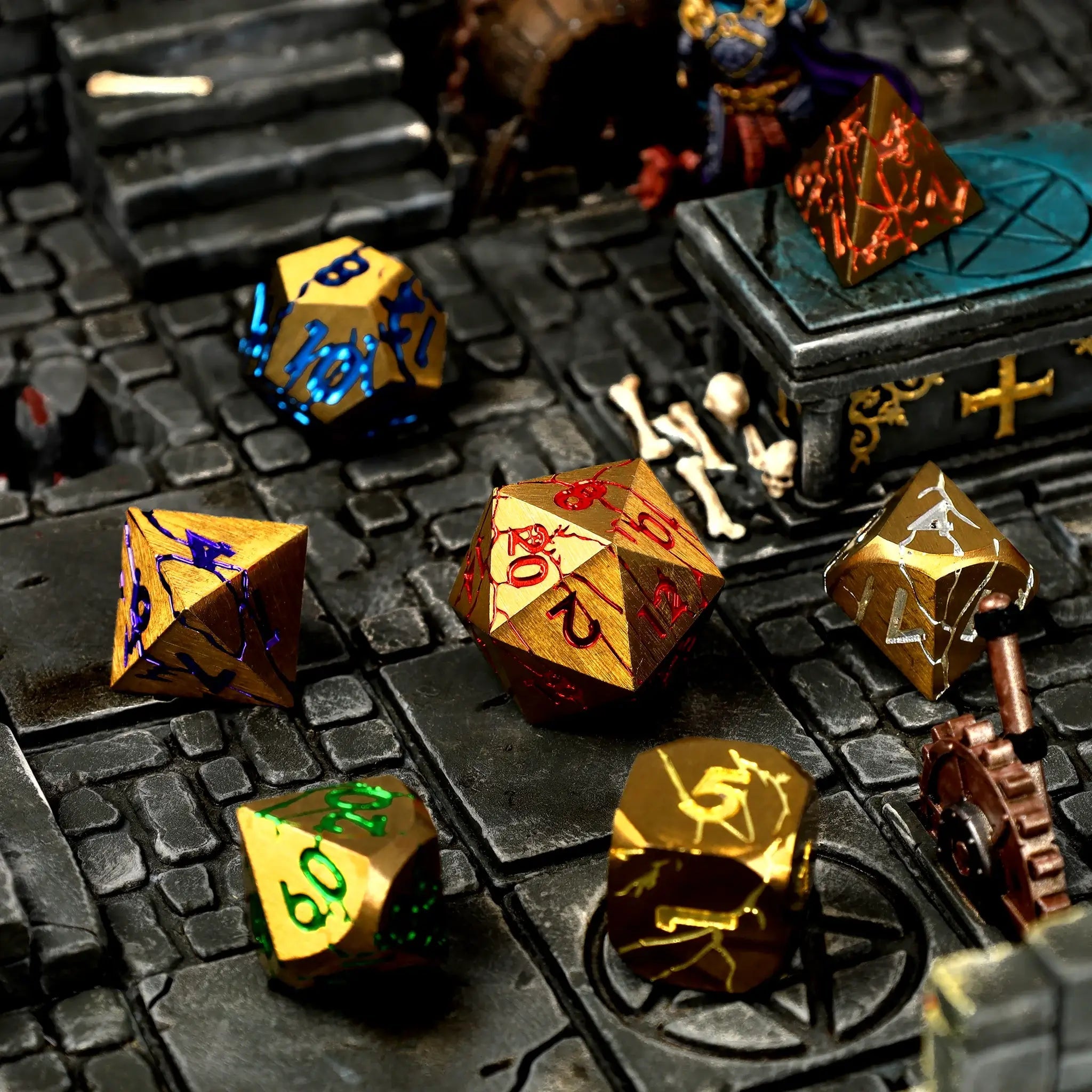 Chromatic Ruin (CritStones Anniversary Edition) Metal RPG Dice Set - RPG Dice Set - GlassStaff
