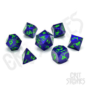 Crazed Enigma Metal RPG Dice Set - RPG Dice Set - GlassStaff