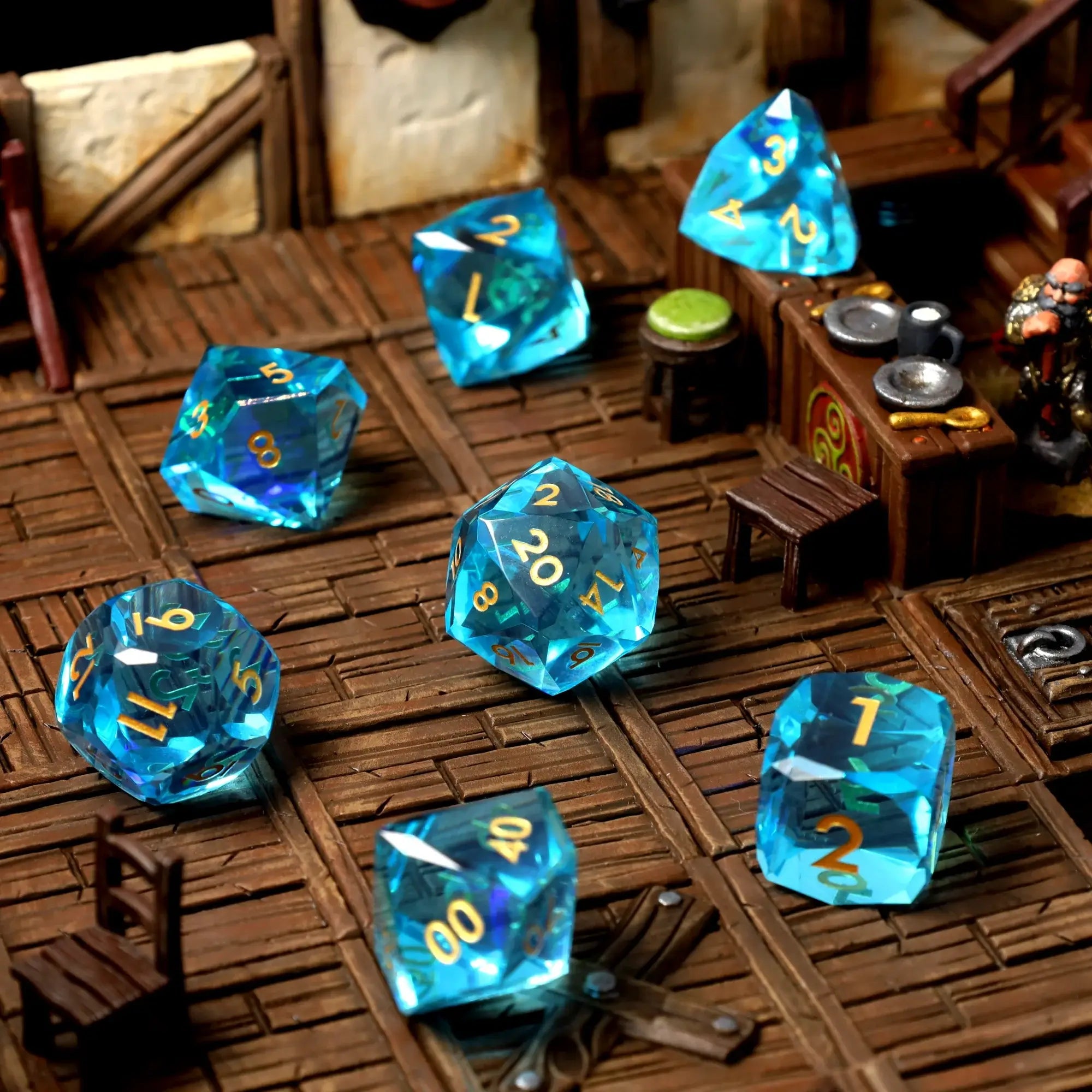 Crysalix Sharp Edge Resin RPG Dice Set - RPG Dice Set - GlassStaff