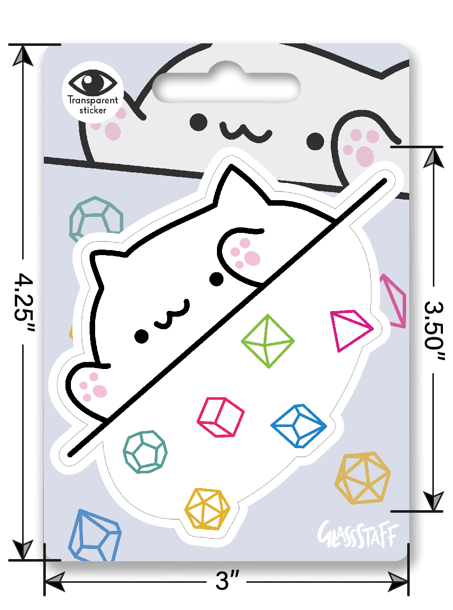 Bongo Dice Cat Sticker - D&D / TTRPG Sticker - Glassstaff