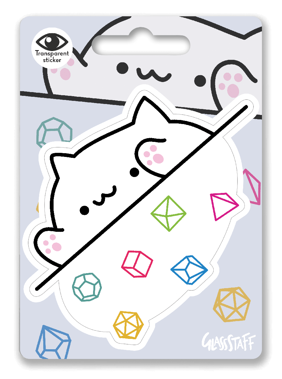 Bongo Dice Cat Sticker - D&D / TTRPG Sticker - Glassstaff