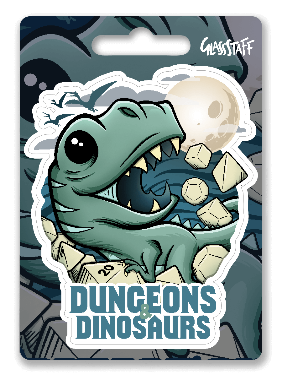 Dungeons and Dinosaurs Sticker - Sticker - GlassStaff