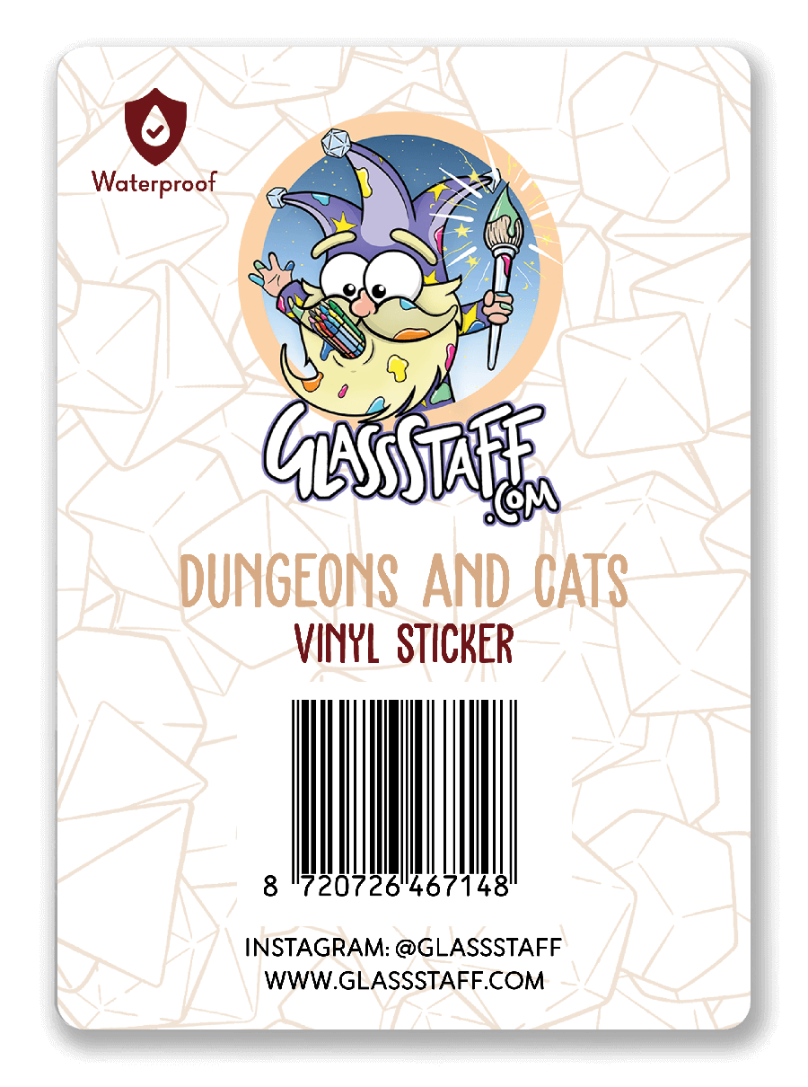 Dungeons and Cats Sticker - D&D / TTRPG Sticker - Glassstaff