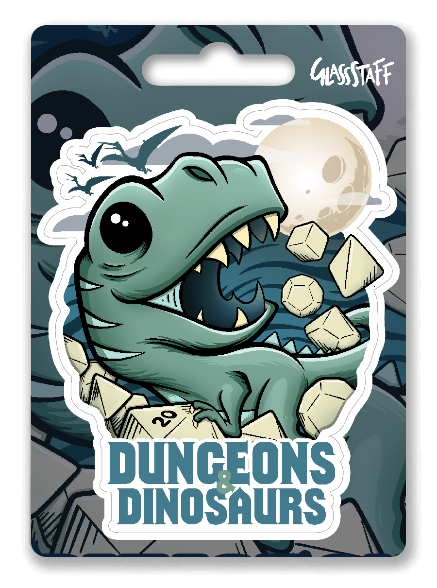 Dungeons and Dinosaurs Sticker - D&D / TTRPG Sticker - Glassstaff