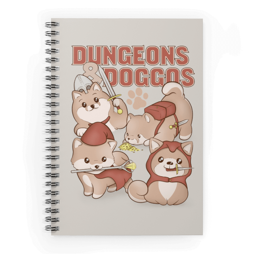 Dungeons & Doggos WS Notebook - D&D / TTRPG Hardcover Spiral Notebook - Glassstaff