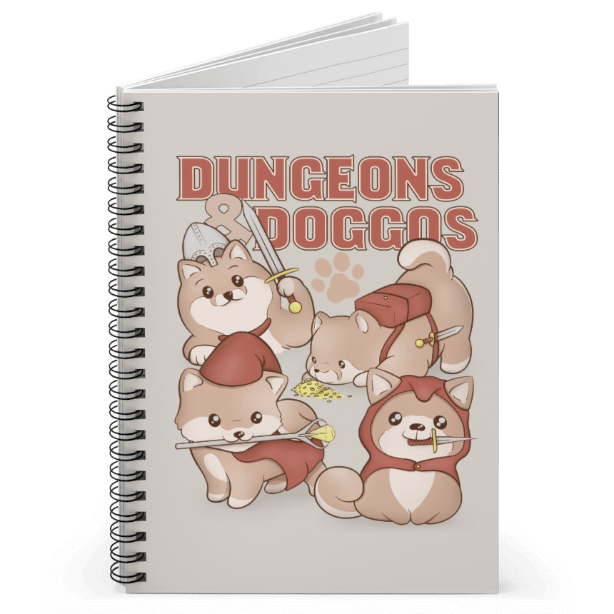Dungeons & Doggos WS Notebook - D&D / TTRPG Hardcover Spiral Notebook - Glassstaff