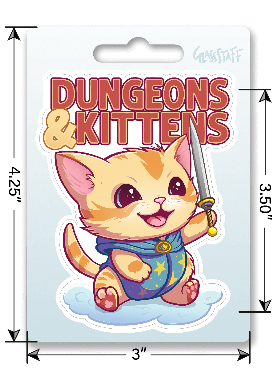 Dungeons & Kittens Sticker - D&D / TTRPG Sticker - Glassstaff