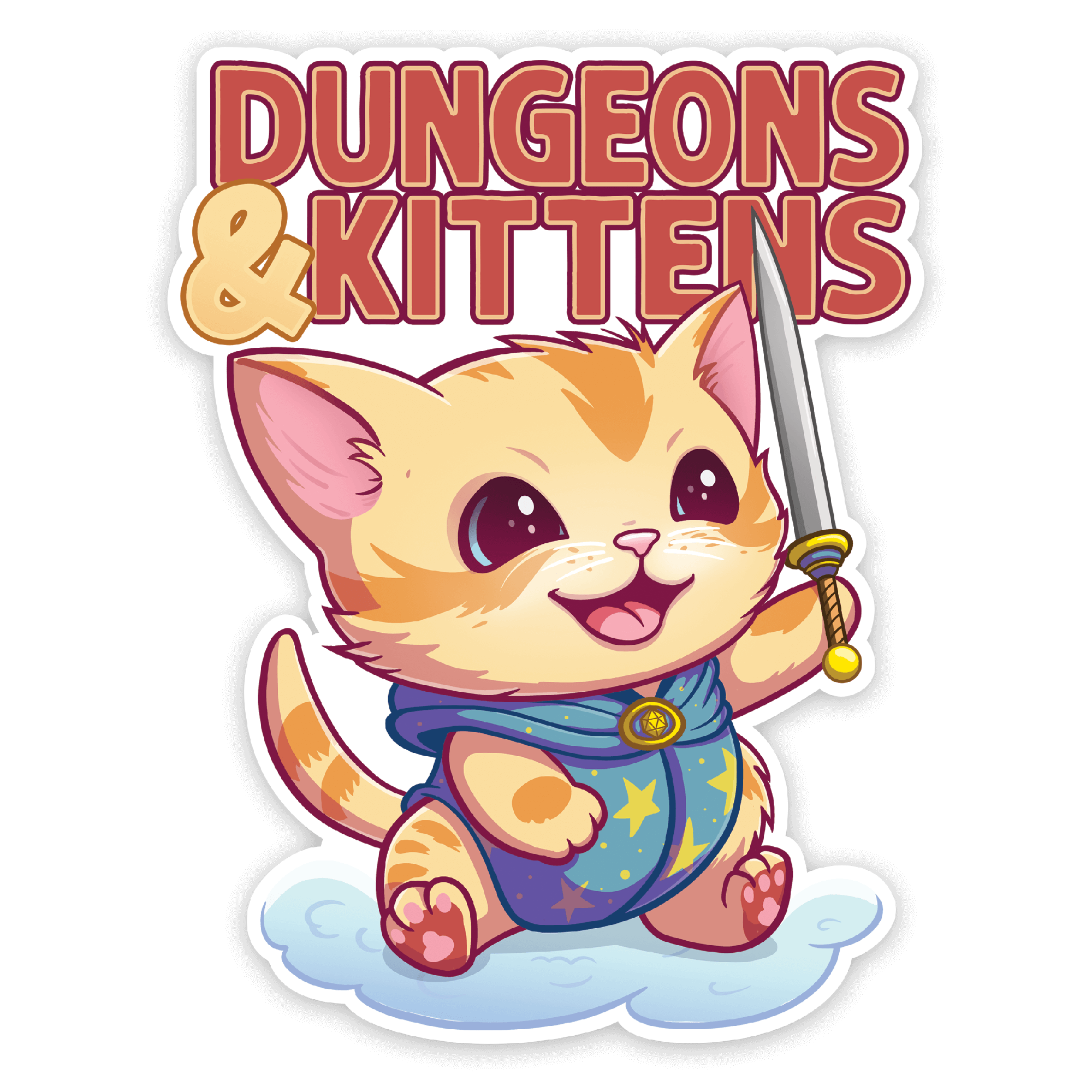 Dungeons & Kittens Sticker - D&D / TTRPG Sticker - Glassstaff