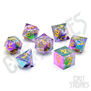 Eldritch Iris Electroplated Floating Eye RPG Dice Set - RPG Dice Set - GlassStaff