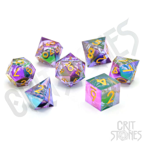 Eldritch Iris Electroplated Floating Eye RPG Dice Set - RPG Dice Set - GlassStaff