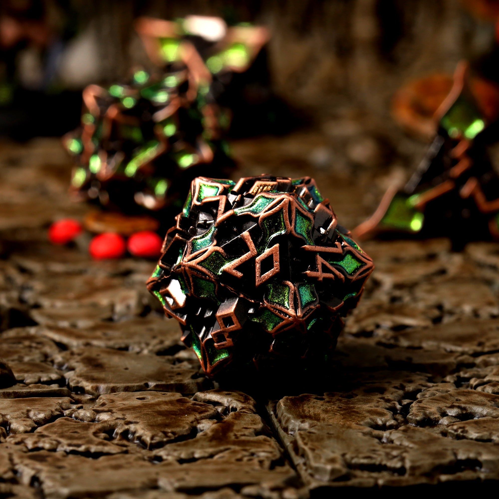 Elfan Woods Metal RPG Dice Set - RPG Dice Set - GlassStaff
