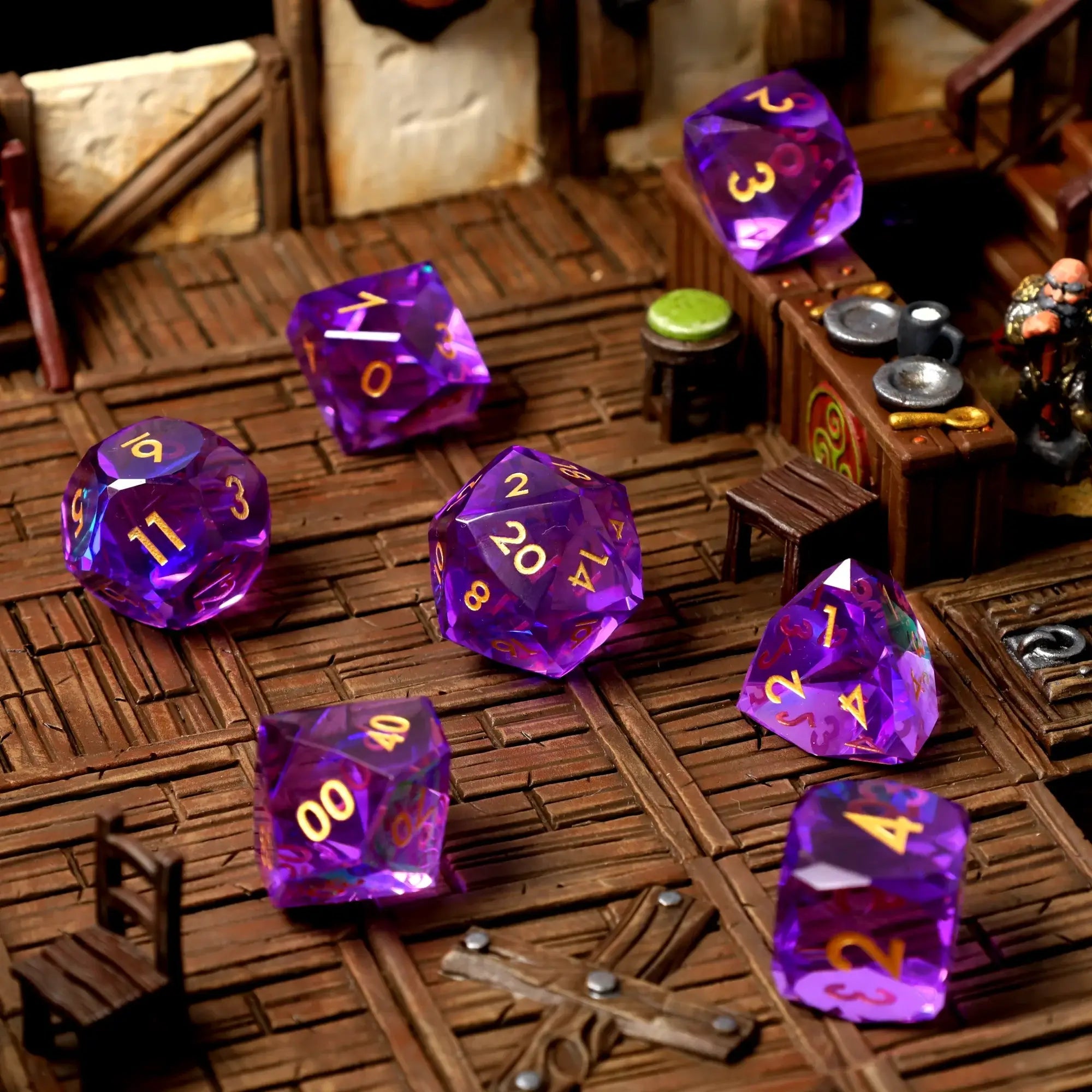 Enchanta Sharp Edge Resin RPG Dice Set - RPG Dice Set - GlassStaff