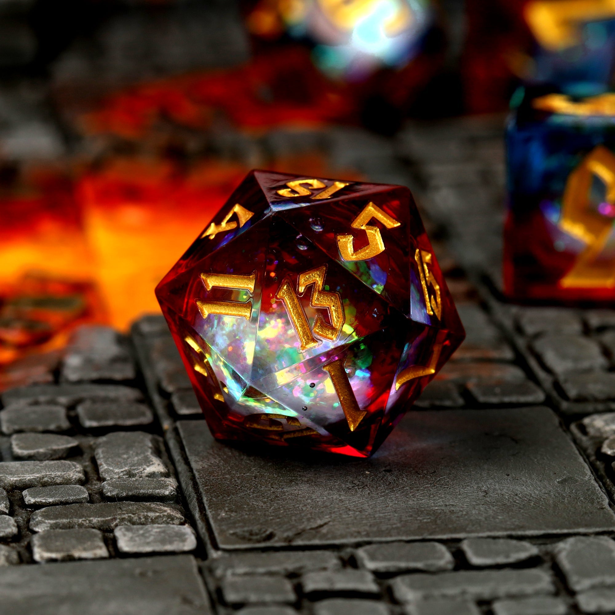 Fire and Ice Liquid Core RPG Dice Set - RPG Dice Set - GlassStaff