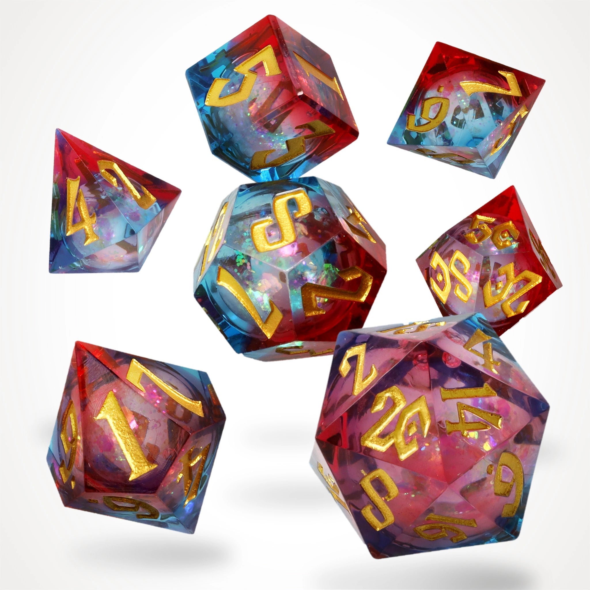 Fire and Ice Liquid Core RPG Dice Set - RPG Dice Set - GlassStaff