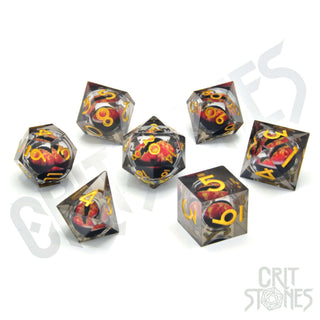 Fire Dragon's Gaze Floating Eye RPG Dice Set - RPG Dice Set - GlassStaff