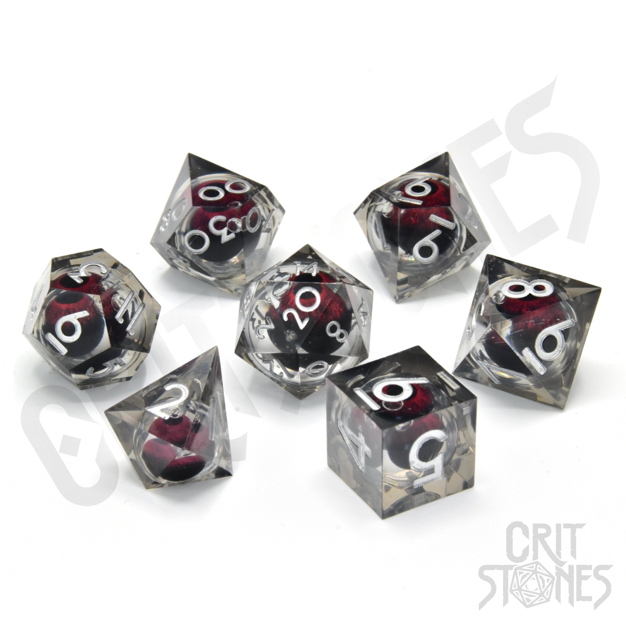 Fire Giant's Gaze Floating Eye RPG Dice Set - RPG Dice Set - GlassStaff