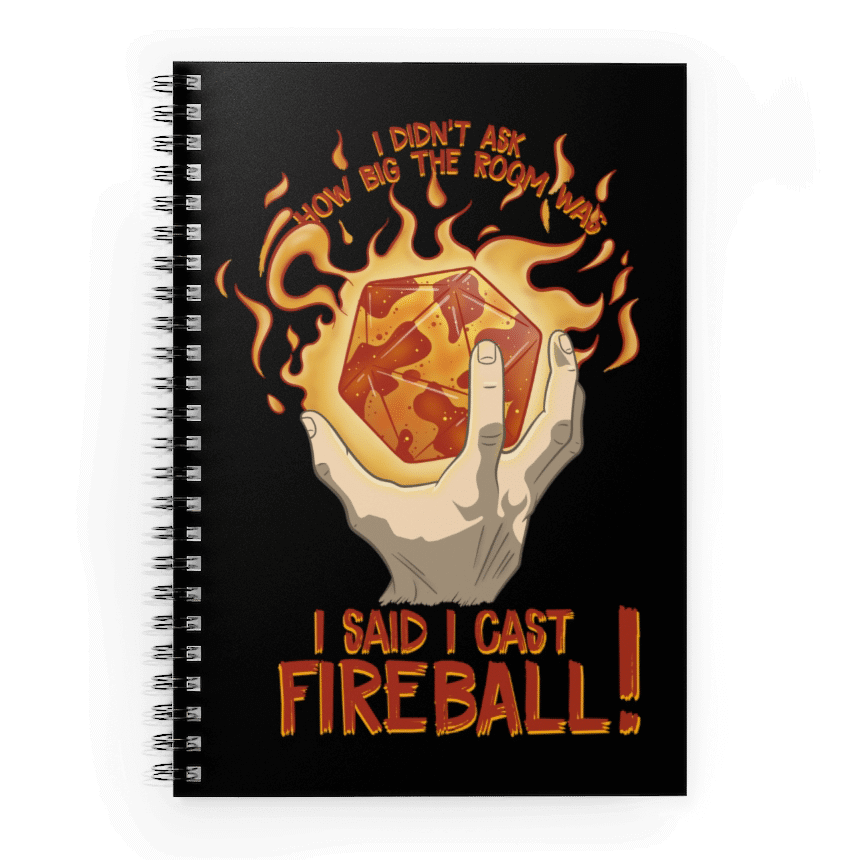 I Cast Fireball! WS Notebook - D&D / TTRPG Hardcover Spiral Notebook - Glassstaff