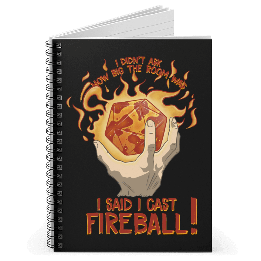 I Cast Fireball! WS Notebook - D&D / TTRPG Hardcover Spiral Notebook - Glassstaff