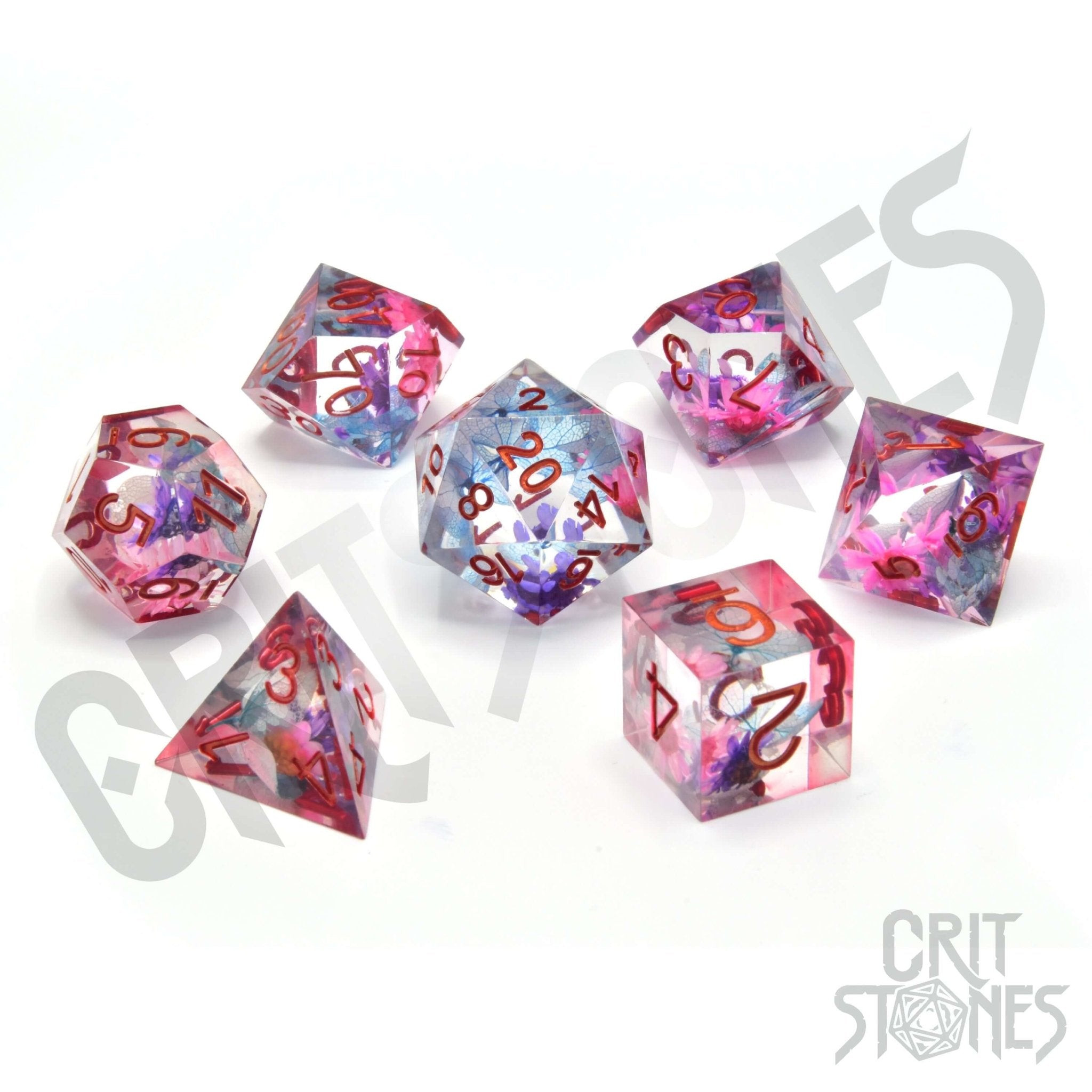 Floralesence Sharp Edge Resin RPG Dice Set - RPG Dice Set - GlassStaff