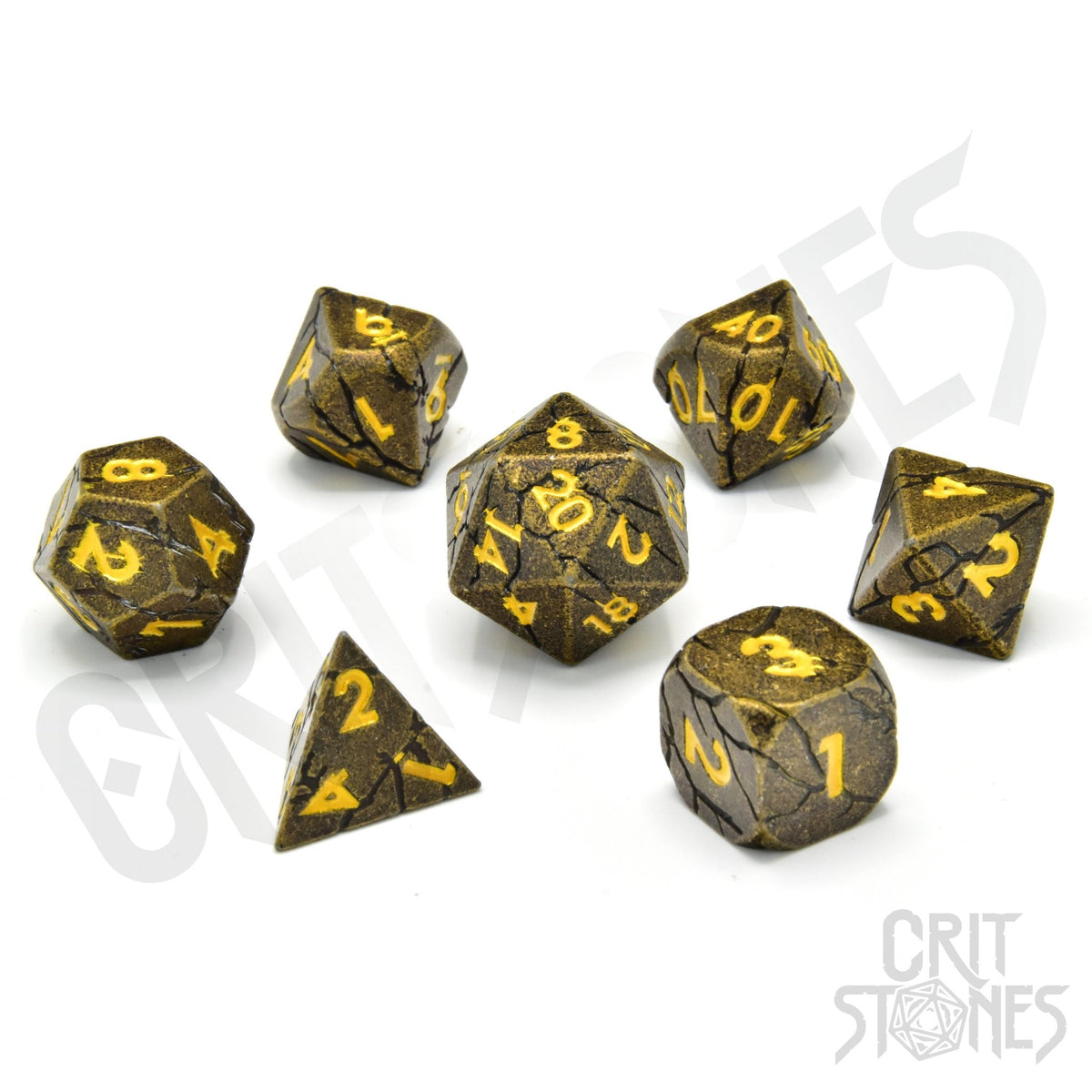 Golden Breach Metal RPG Dice Set - RPG Dice Set - GlassStaff