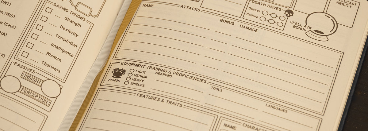 The Player Journal, open on a character sheet