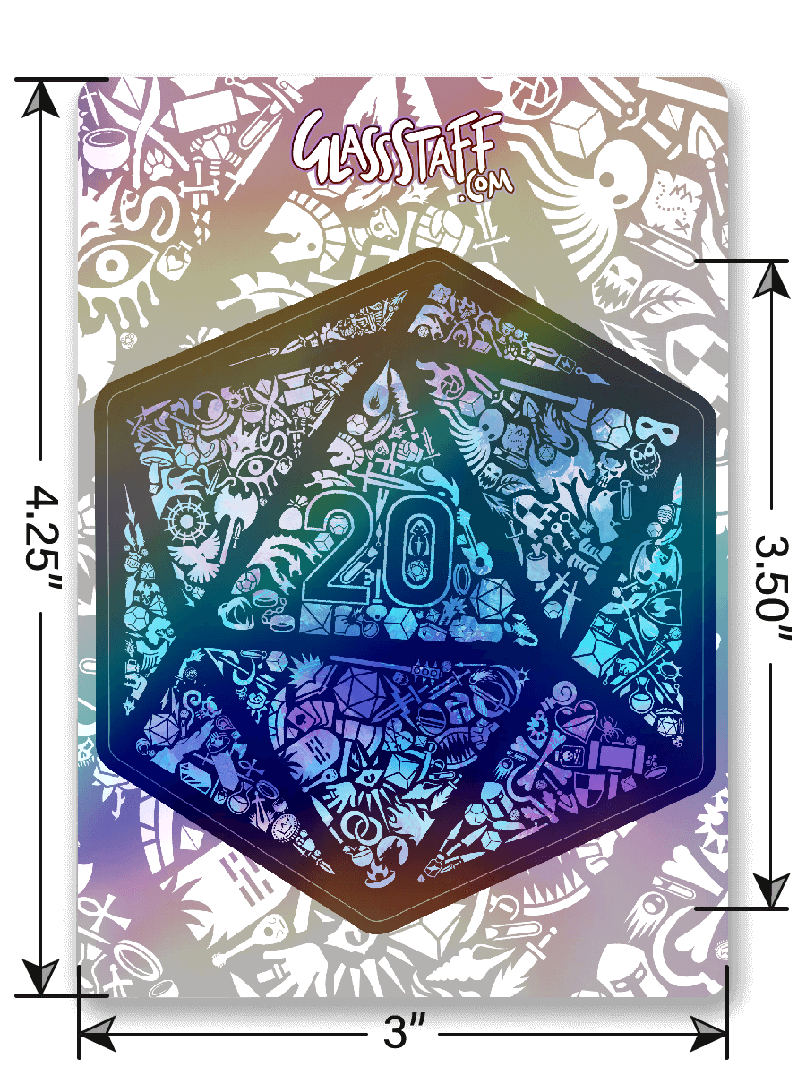 Holographic Mosaic D20 Sticker - Sticker - GlassStaff