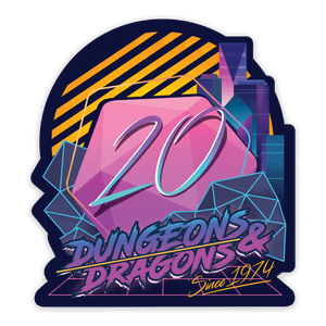 Holographic Retro D20 sticker