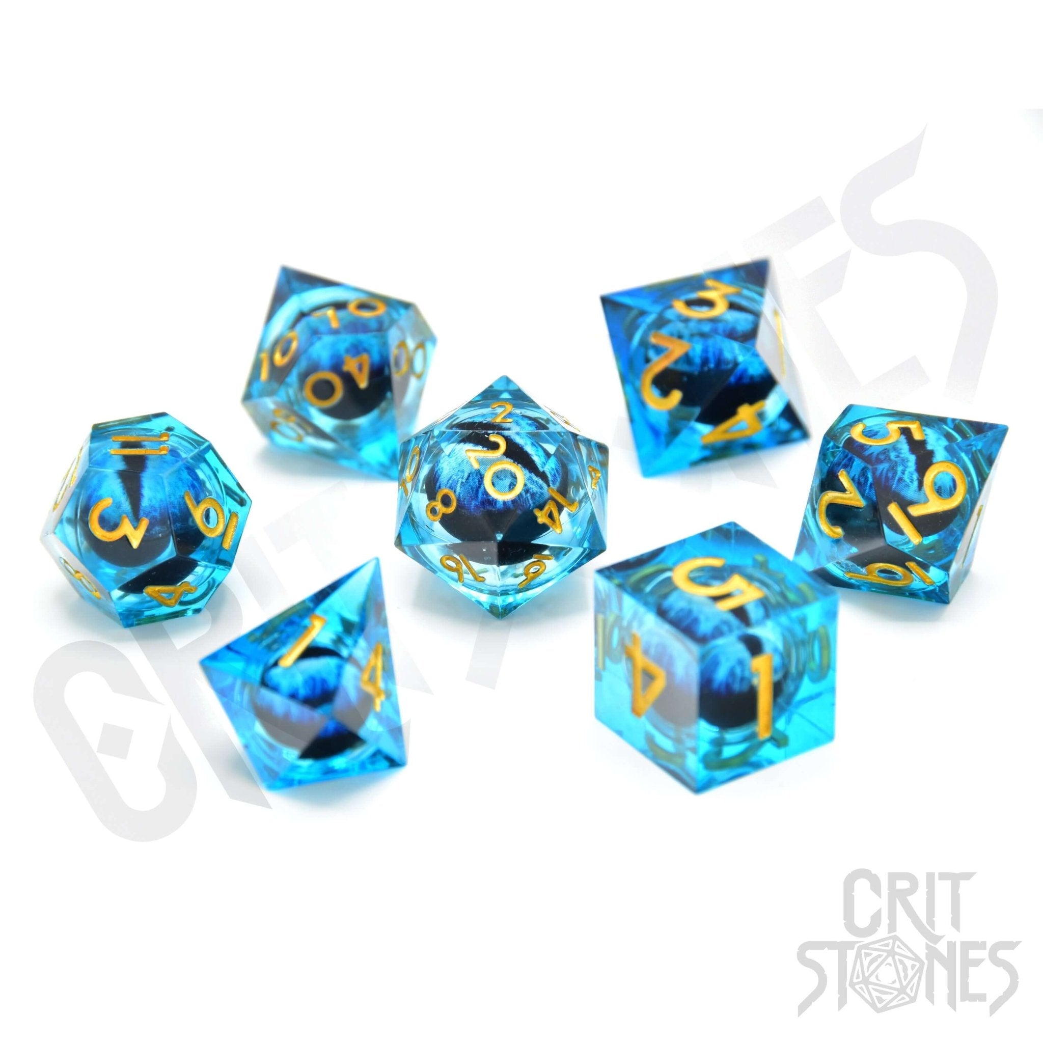 Ice Dragon's Gaze Floating Eye RPG Dice Set - RPG Dice Set - GlassStaff