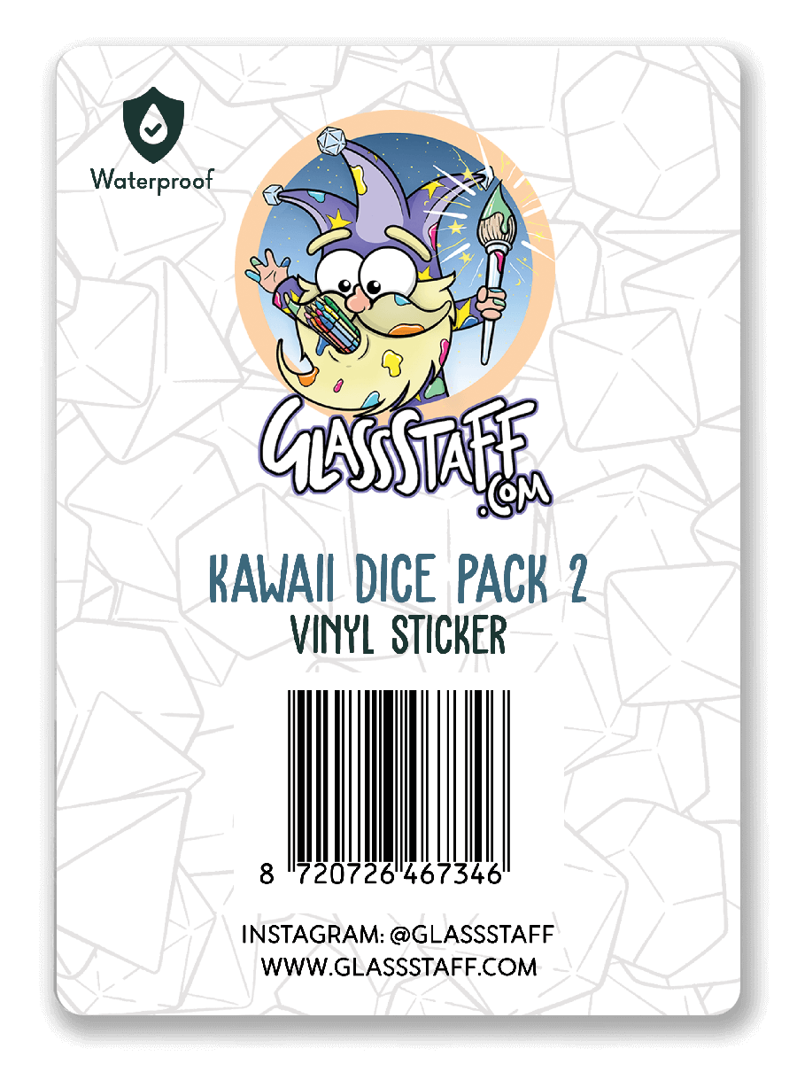 Kawaii Dice Sticker Pack 2 - D&D / TTRPG Sticker - Glassstaff