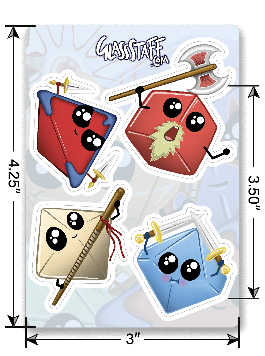 Kawaii Dobbelsteen Sticker Pak 3 - D&D / TTRPG Sticker - {{9733166ae35760001c108361e51fe906}}