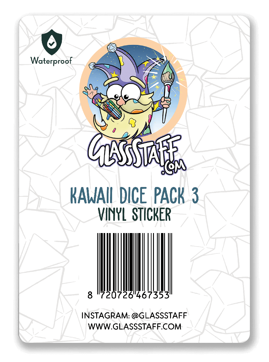 Kawaii Dobbelsteen Sticker Pak 3 - D&D / TTRPG Sticker - {{9733166ae35760001c108361e51fe906}}