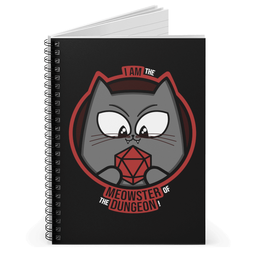 Meowster of the Dungeon WS Notebook - D&D / TTRPG Hardcover Spiral Notebook - Glassstaff