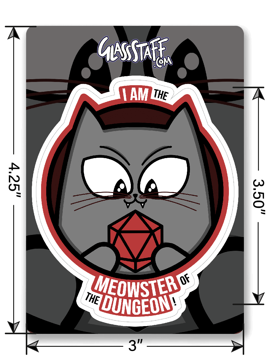 Meowster of the Dungeon Sticker - D&D / TTRPG Sticker - Glassstaff