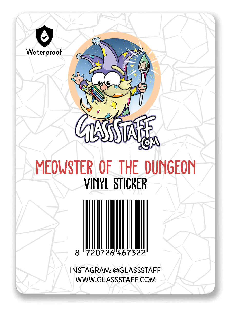 Meowster of the Dungeon Sticker - Sticker - GlassStaff