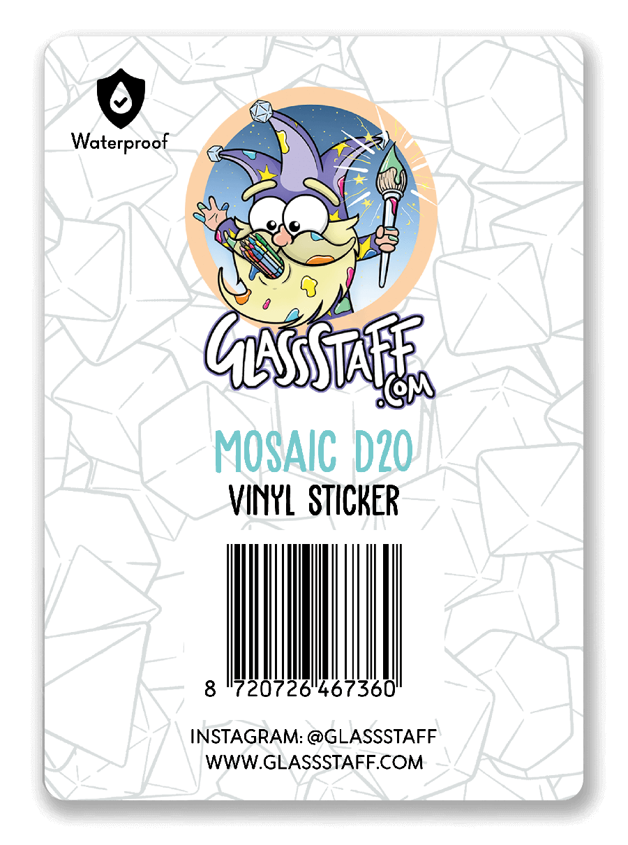 Holographic Mosaic D20 Sticker - D&D / TTRPG Sticker - Glassstaff
