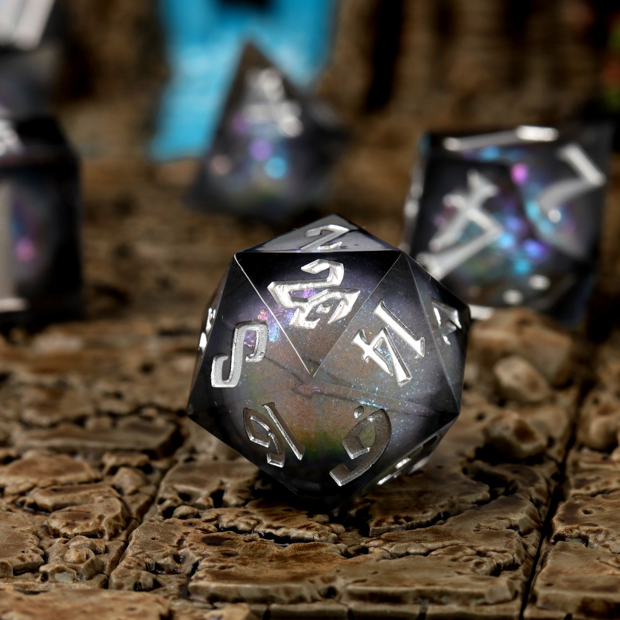 Nebula Night Liquid Core RPG Dice Set - RPG Dice Set - GlassStaff
