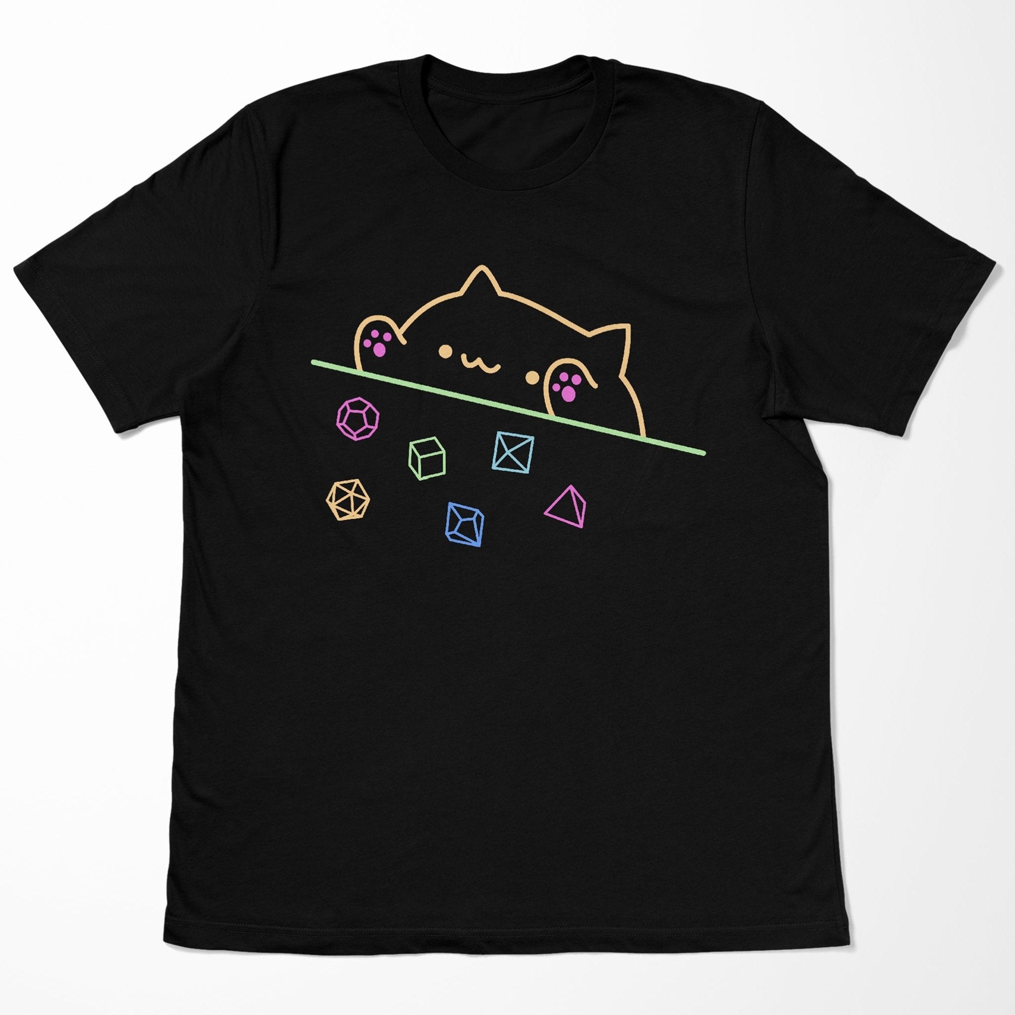 Neon Dice Cat Shirt - Dungeons and Dragons Shirt - Clothing - GlassStaff