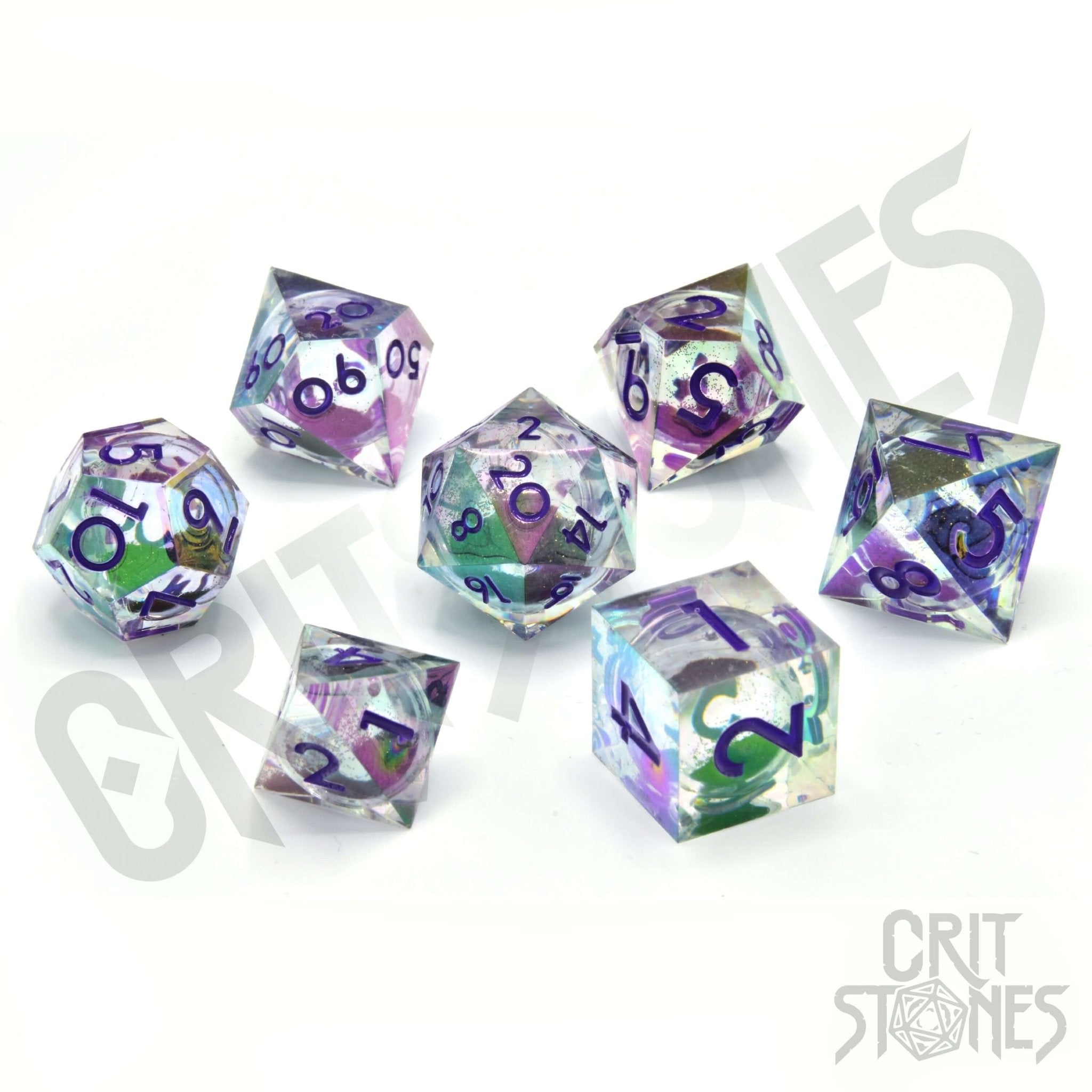 Nightshade Nectar Electroplated Liquid Core RPG Dice Set - RPG Dice Set - GlassStaff