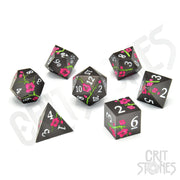 Nighttime Blossom Metal RPG Dice Set - RPG Dice Set - GlassStaff