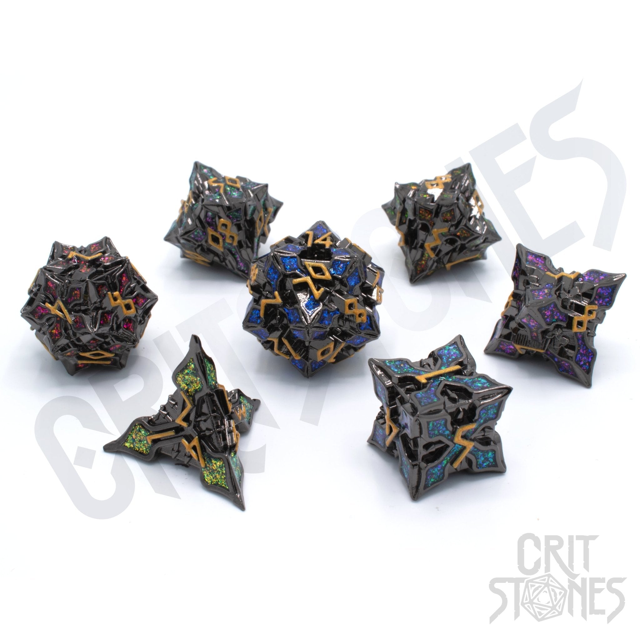 Nocturnal Aether Metal RPG Dice Set - RPG Dice Set - GlassStaff