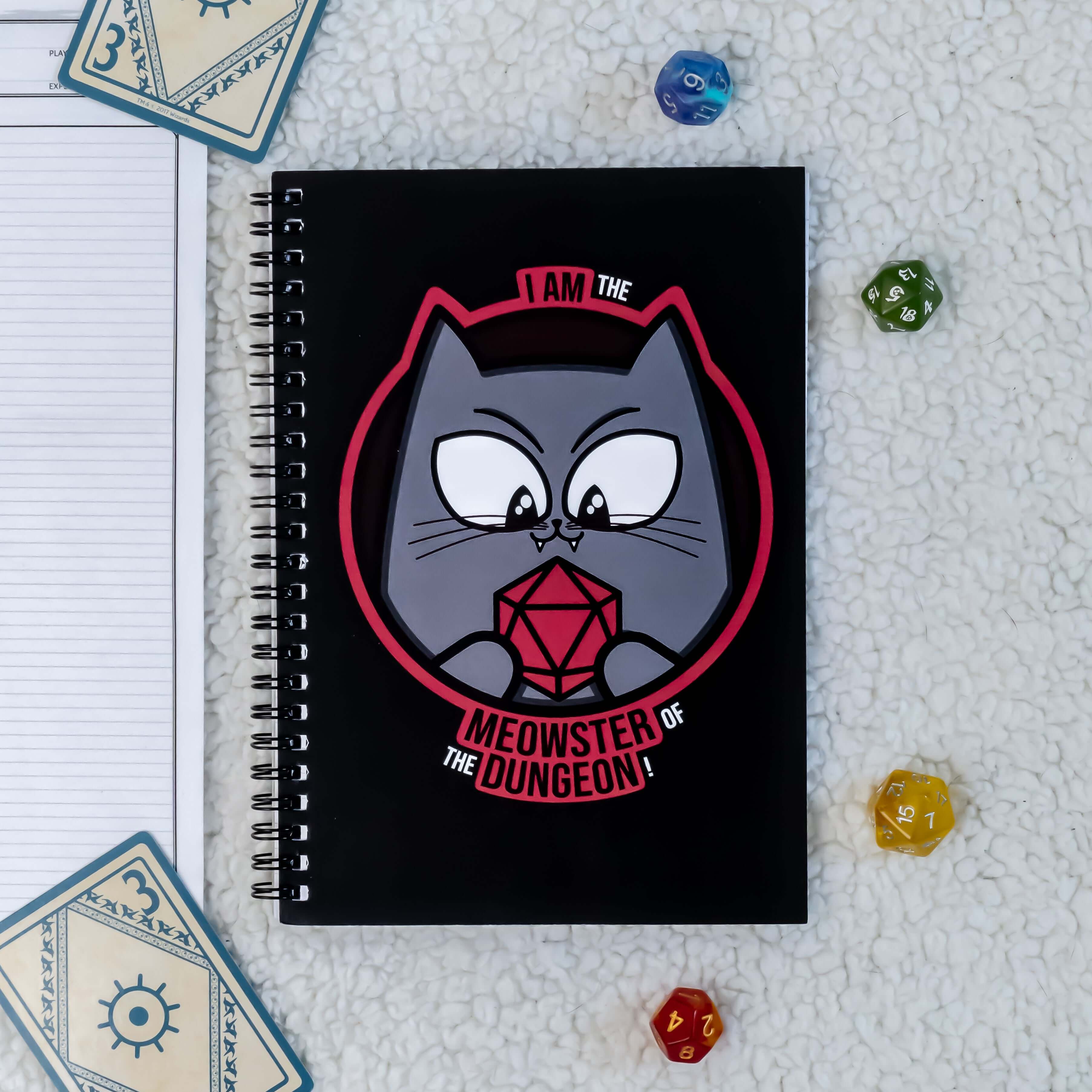 Meowster of the Dungeon WS Notebook - D&D / TTRPG Hardcover Spiral Notebook - Glassstaff