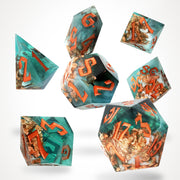 Oceanic Oracle Sharp Edge Resin RPG Dice Set - RPG Dice Set - GlassStaff