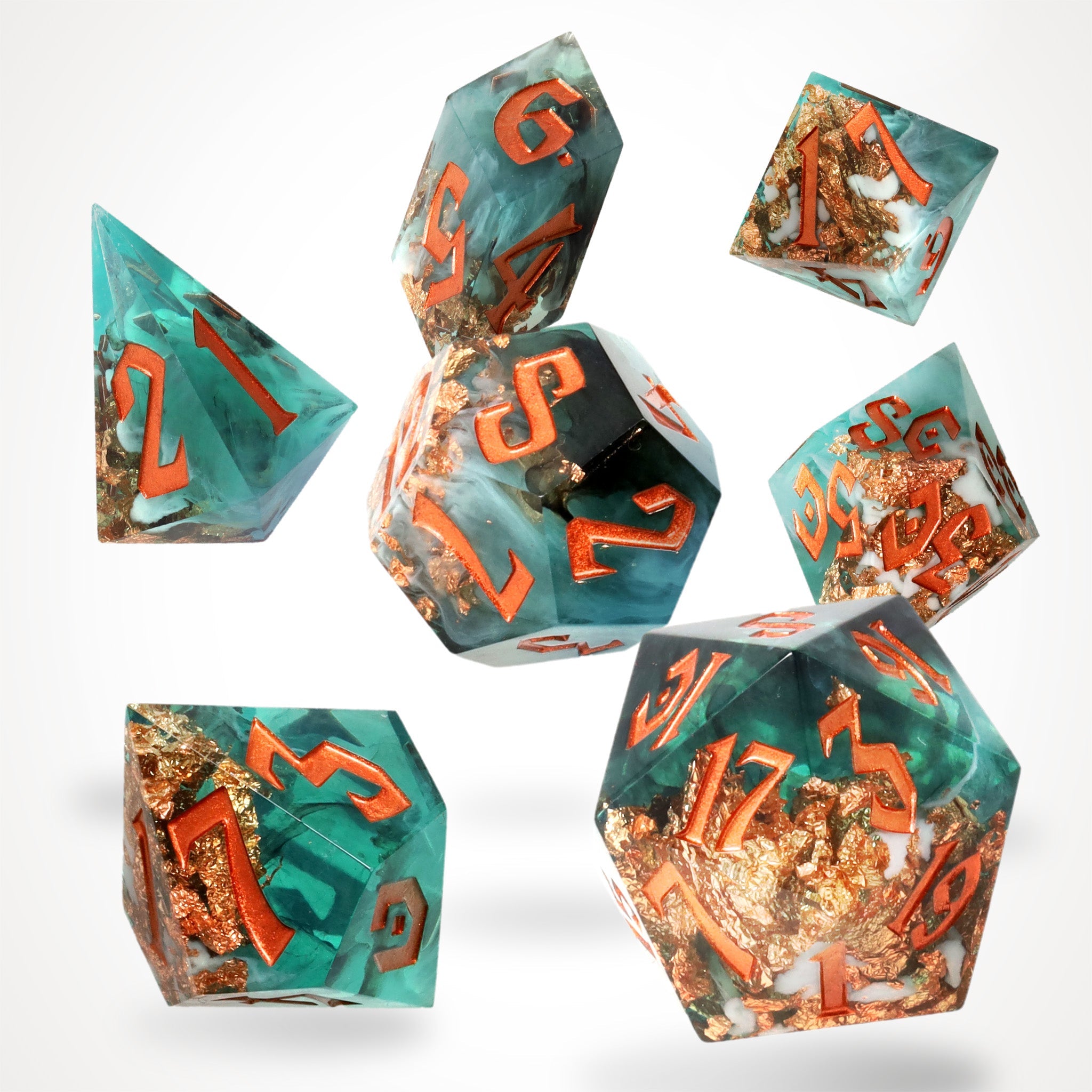 Oceanic Oracle Sharp Edge Resin RPG Dice Set - RPG Dice Set - GlassStaff