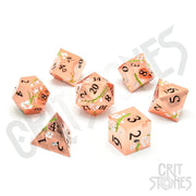 Pink Blossom Metal RPG Dice Set - RPG Dice Set - GlassStaff