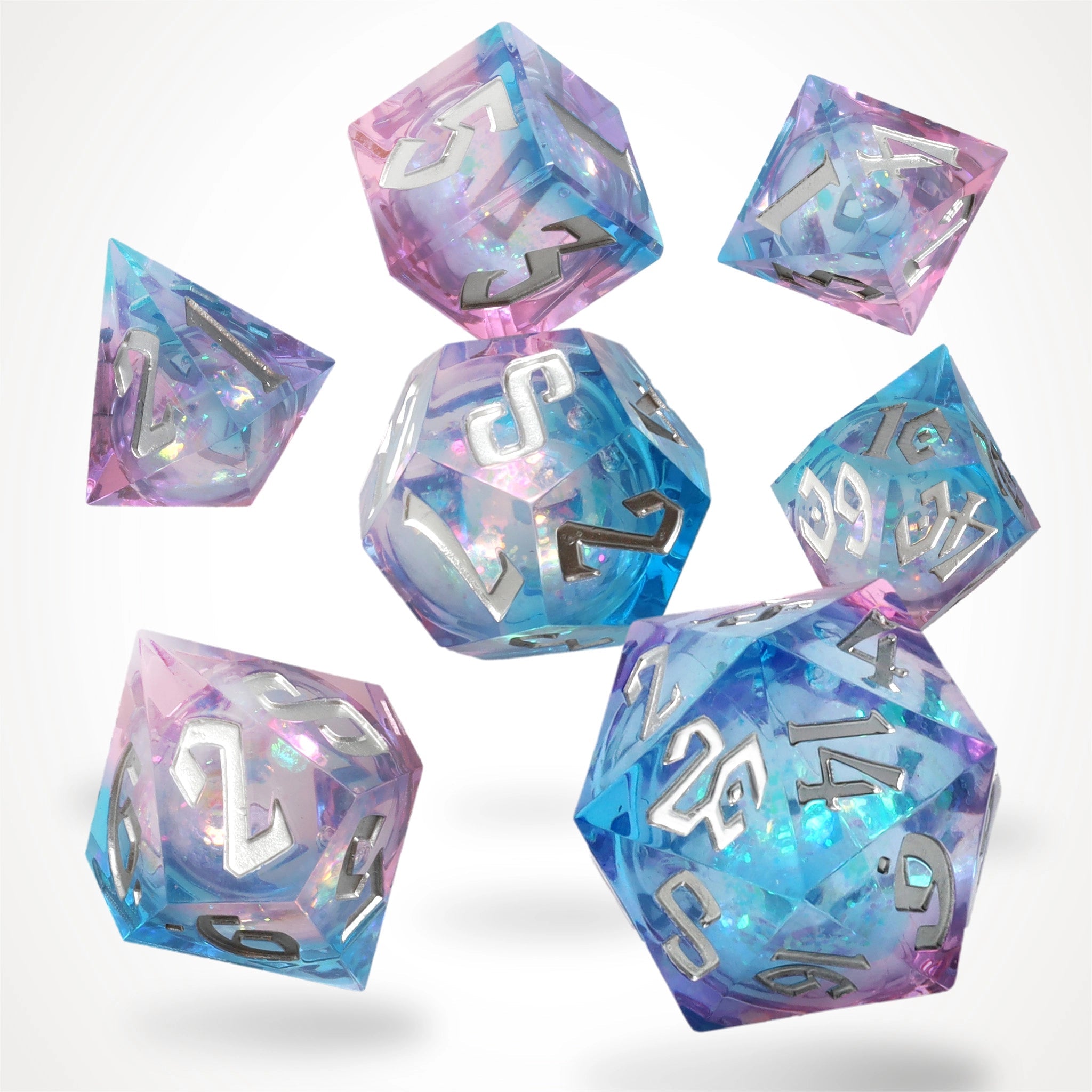 Pink Ice Liquid Core RPG Dice Set - RPG Dice Set - GlassStaff