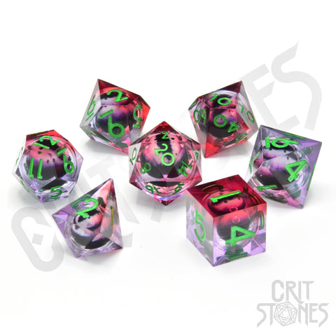 Poison Ivy Vision Floating Eye RPG Dice Set - RPG Dice Set - GlassStaff