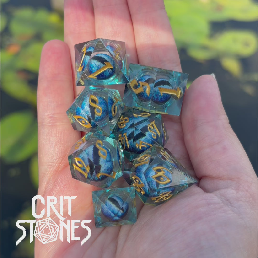 Ice Dragon's Gaze Floating Eye RPG Dice Set