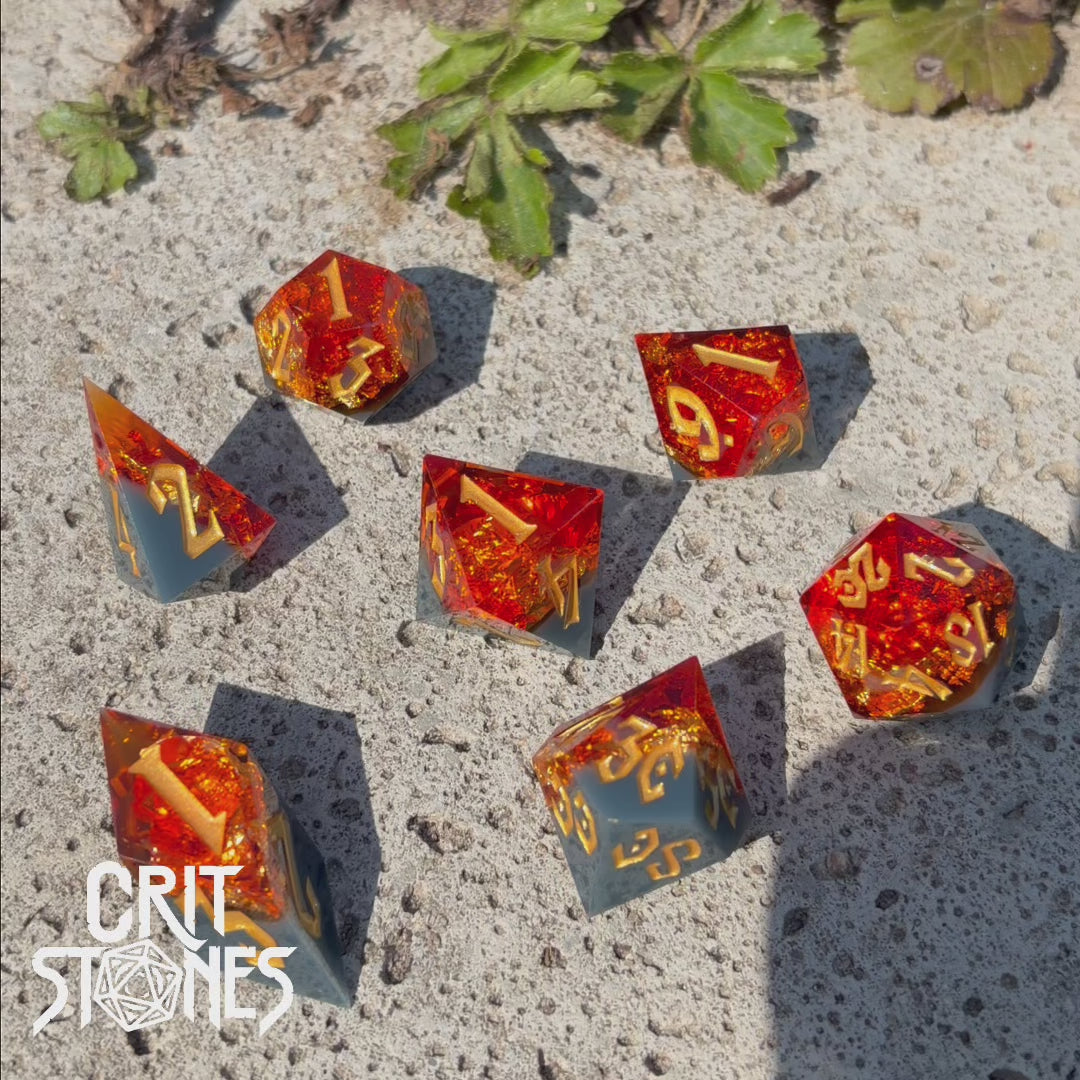 Volcanic Amber dice — video