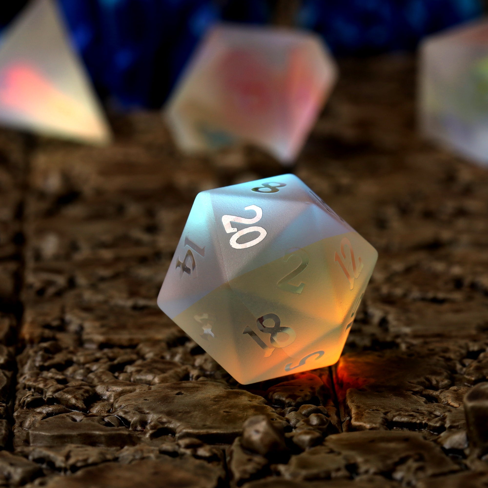 Prismatic Frost Glass RPG Dice Set - RPG Dice Set - GlassStaff